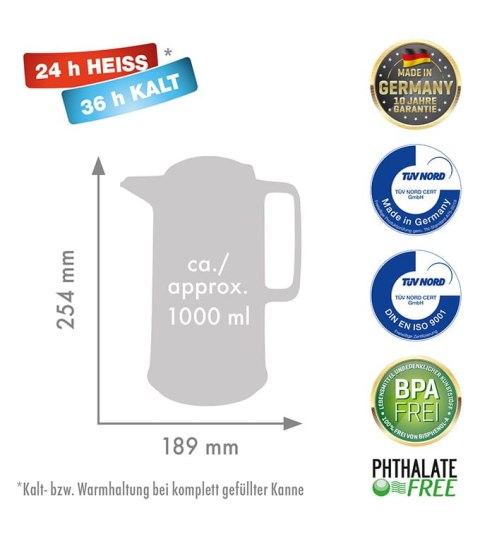 Dzbanek termos Rotpunkt 420, 1,0 l, ristretto