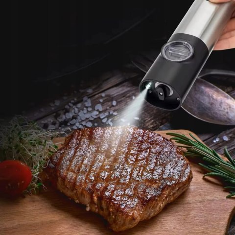 Elektryczny młynek do pieprzu soli przypraw Promis MP36 akumulatorowy ładowanie USB