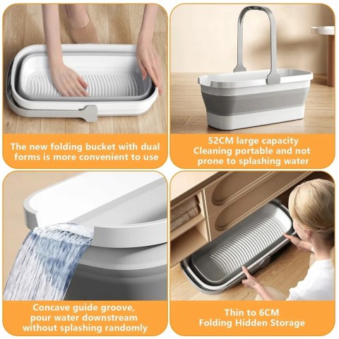 MOP z WYCISKACZEM z WIADREM SKŁADANYM ULTRAMOP Promis 4 w 1 PŁASKI OBROTOWY MS104