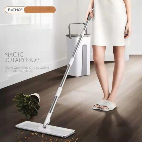 Mop Płaski Obrotowy z Wyciskaczem i Wiadrem Dwukomorowym Ultramop Promis MS106N