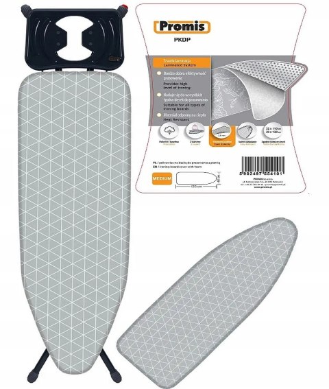 Pokrowiec na deskę do prasowania PROMIS 105-120cm na 30-40cm BAWEŁNA+PIANKA