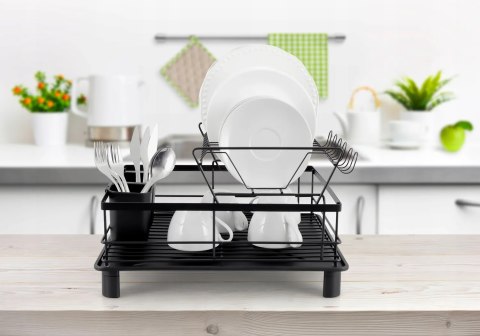 Suszarka do Naczyń Ociekacz PROMIS SR11 Duża z Odpływem Dwupoziomowa Czarna