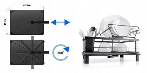 Suszarka do Naczyń Ociekacz PROMIS SR11 Duża z Odpływem Dwupoziomowa Czarna