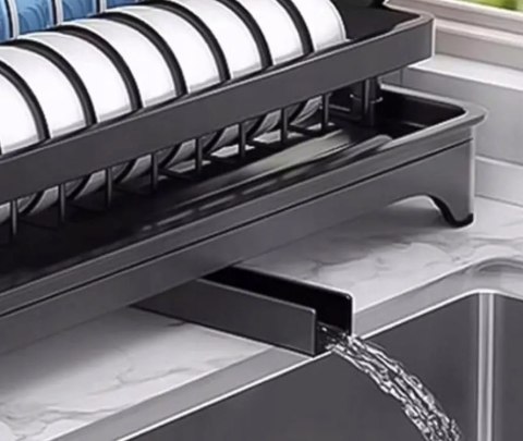 Suszarka do Naczyń Ociekacz PROMIS SR11 Duża z Odpływem Dwupoziomowa Czarna