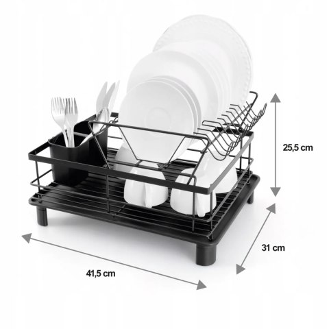 Suszarka do Naczyń Ociekacz PROMIS SR11 Duża z Odpływem Dwupoziomowa Czarna