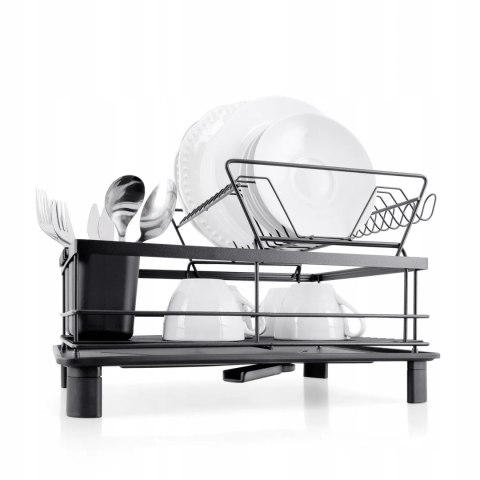 Suszarka do Naczyń Ociekacz PROMIS SR11 Duża z Odpływem Dwupoziomowa Czarna