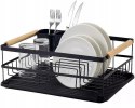 Suszarka do naczyń ociekacz na talerze + pojemnik na sztućce czarna metal XL