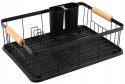 Suszarka do naczyń ociekacz na talerze + pojemnik na sztućce czarna metal XL