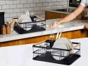 Suszarka do naczyń ociekacz na talerze + pojemnik na sztućce czarna metal XL