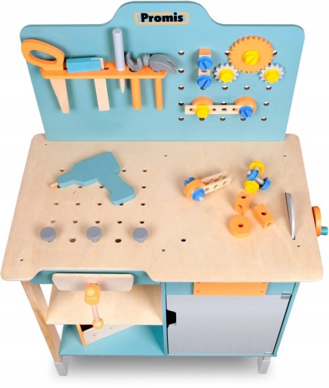 ZESTAW MAJSTERKOWICZA Duży drewniany warsztat IMADŁO SKRZYNKA NARZĘDZIA XXL