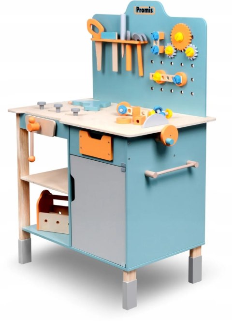 ZESTAW MAJSTERKOWICZA Duży drewniany warsztat IMADŁO SKRZYNKA NARZĘDZIA XXL