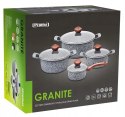Zestaw komplet garnków GRANITOWYCH 8 el. INDUKCJA /GAZ KAMIEŃ do PIEKARNIKA