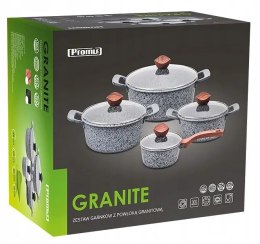 Zestaw komplet garnków GRANITOWYCH 8 el. INDUKCJA /GAZ KAMIEŃ do PIEKARNIKA