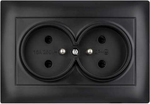 Gniazdo podwójne z uziemieniem VCX LC 16 Czarny