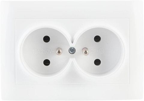 Gniazdo podwójne z uziemieniem VCX LC 16 Biały