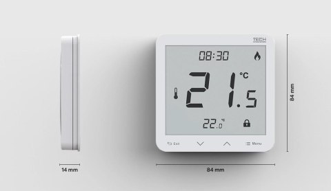 Przewodowy dwustanowy regulator pokojowy podtynkowy biały ST-297z v3 Tech sterowniki