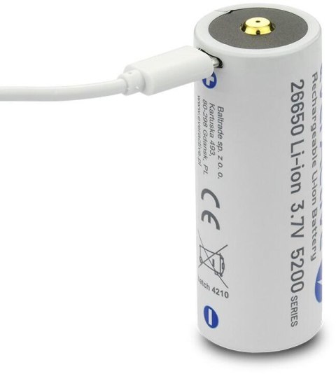 Akumulator 26650 Li-Ion 3,7V everActive 5200mAh micro USB (1 szt.) z zabezpieczeniem