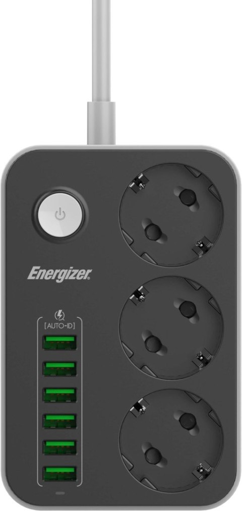 LISTWA ZASILAJĄCA Z WYŁĄCZNIKIEM Energizer 3x SCHUKO 6x USB-A 2500W 10A KABEL 2M LISTWA ZASILAJĄCA Z WYŁĄCZNIKIEM Energizer 3x SCHUKO 6x USB-A 2500W 10A KABEL 2M