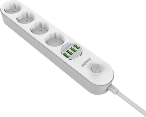 LISTWA ZASILAJĄCA Z WYŁĄCZNIKIEM Energizer 4x SCHUKO 4x USB-A 2500W 10A KABEL 2M LISTWA ZASILAJĄCA Z WYŁĄCZNIKIEM Energizer 4x SCHUKO 4x USB-A 2500W 10A KABEL 2M