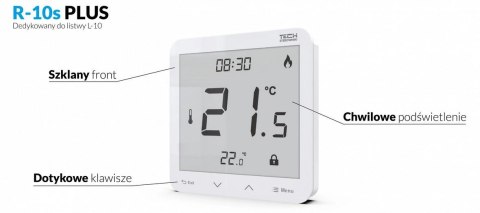 Bezprzewodowy regulator pokojowy czarny R-10S PLUS Tech Sterowniki