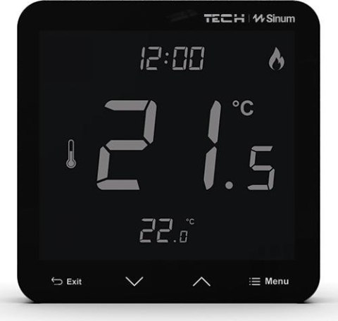 Przewodowy regulator pokojowy sinum czarny R-S3 Tech Sterowniki