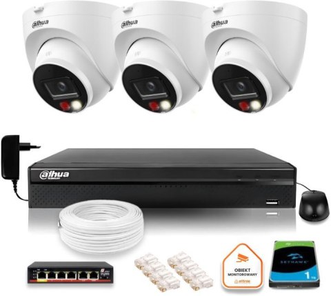 ZESTAW 3 Kamery IP Dahua 8mpx IPC-HDW1839T-A-IL-0280B-S6 + DYSK 1TB