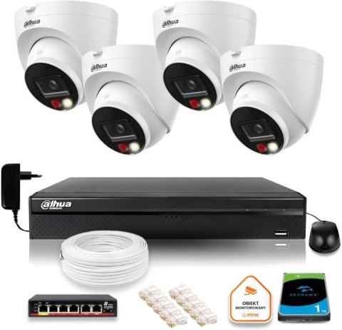 ZESTAW 4 Kamer IP Dahua 8mpx IPC-HDW1839T-A-IL-0280B-S6 + DYSK 1TB