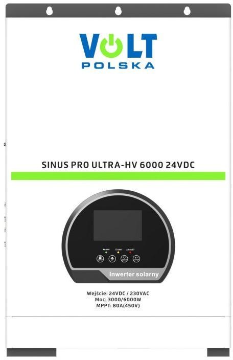 Przetwornica inwerter solarny Volt Polska SinusPro Ultra-HV 6000 24V/230V 3000/6000W 80A MPPT (450V) Przetwornica inwerter solarny Volt Polska SinusPro Ultra-HV 6000 24V/230V 3000/6000W 80A MPPT (450V)