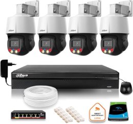 Zestaw monitoringu IP Dahua 4 kamery obrotowe 4MPx dysk 1TB