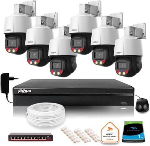Zestaw monitoringu IP Dahua 6 kamer obrotowych 4MPx dysk 1TB