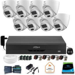 Zestaw monitoringu Dahua 8x kamera kopułkowa HAC-HDW1500CLQ-IL-A-0280B-S2 1TB IR 20m 51mp