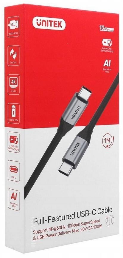 Kabel USB Unitek USB-C na USB-C 10Gbps 4K 60Hz 20V/5A