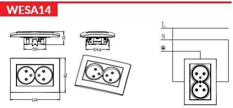 Gniazdo podwójne VCX LC 14 Biały