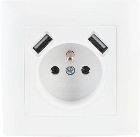 Gniazdo pojedyncze z uziemieniem z USB VCX LC 13A Biały
