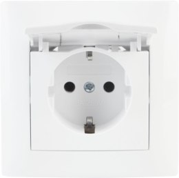 Gniazdo z klapką typ: schuko VCX LC 18 Biały