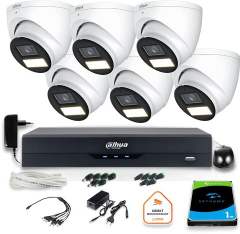Zestaw monitoringu 4w1 Dahua 6 Kamer zewnętrznych FullHD z dyskiem Zestaw monitoringu 4w1 Dahua 6 Kamer zewnętrznych FullHD z dyskiem