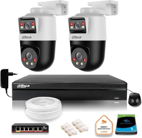 Zestaw monitoringu IP Dahua 2 kamery obrotowe 2MP+2MP z dyskiem 1TB