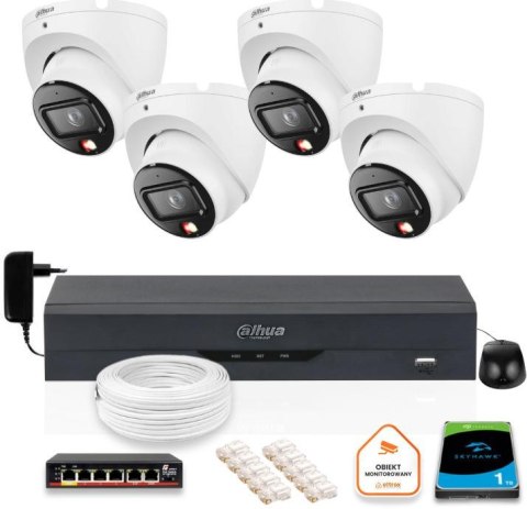Zestaw monitoringu IP Dahua 4 kamery kopułkowe 6Mpx Dysk