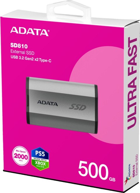 Dysk SSD Adata SD810 External 500GB USB3.2 srebrny
