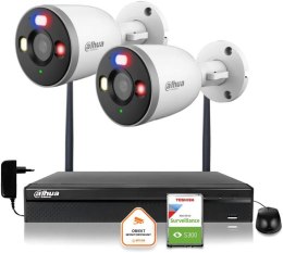 Zestaw monitoringu IP Dahua 2 Kamery WI-FI 5MPx 2K F5D-PV-0280B aktywne odtraszanie LED IR do 30m