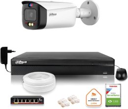 Zestaw monitoringu IP Dahua TIOC 5mpx 2K kamera IPC-HFW3549T1-AS-PV-0280B-S5 rejestrator z dyskiem do pracy ciągłej