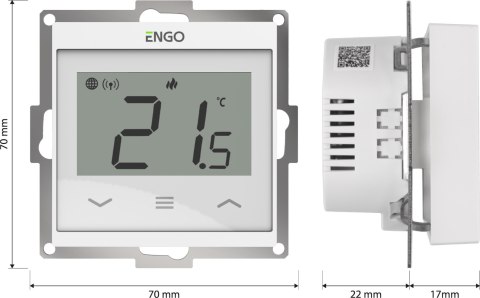 ENGO Controls E55-W - Regulator temperatury do ramki 55x55, 230V, biały, Internetowy, Wi-Fi