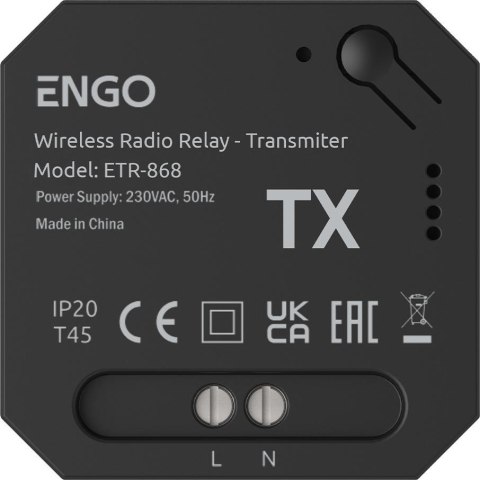 ENGO Controls ETR-868 - Przekaźnik bezprzewodowy EngoLink, nadajnik+odbiornik sterowany radiowo, 868Mhz, 230V