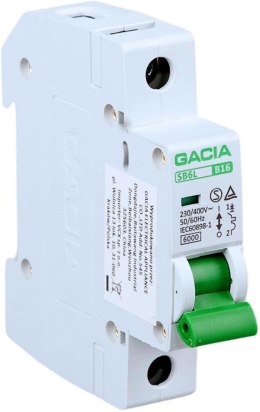 Wyłącznik nadmiarowoprądowy,6kA,B,1-pole,13A GACIA SB6L B 1P 16A