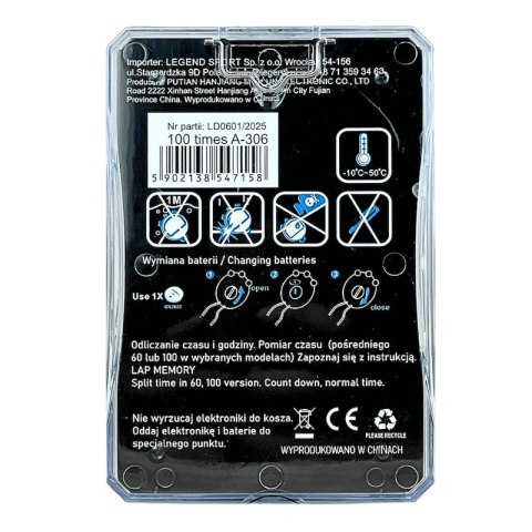 Cyfrowy stoper w metalowej obudowie 100 międzyczasów - Legend Sport Cyfrowy stoper w metalowej obudowie 100 międzyczasów - Legend Sport